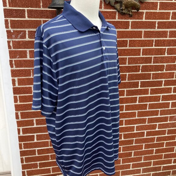 -Walter Hagen "11 Majors" Navy Blue Polo with Stripes Mens Golf Shirt S/S Sz XXL - Picture 5 of 7